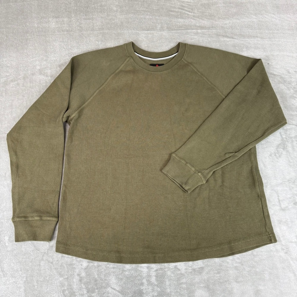 American Giant French Rib Crew Sweatshirt Mens Large Olive Raglan $100 USA NWOT